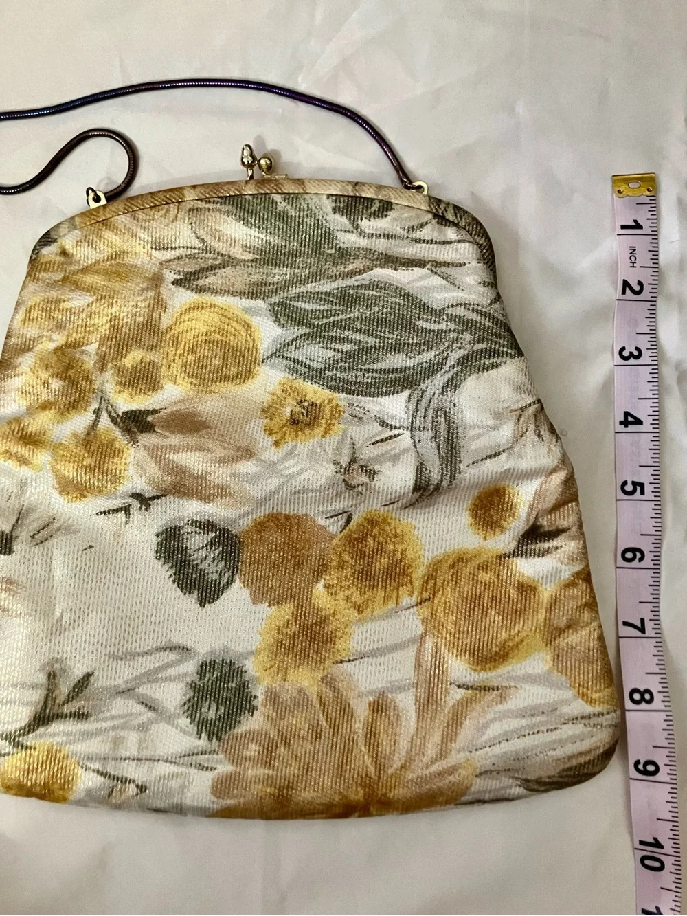 Vintage Ingber Floral Frame-Top Evening Clutch in Cream, Gold and Green - Picture 4 of 9